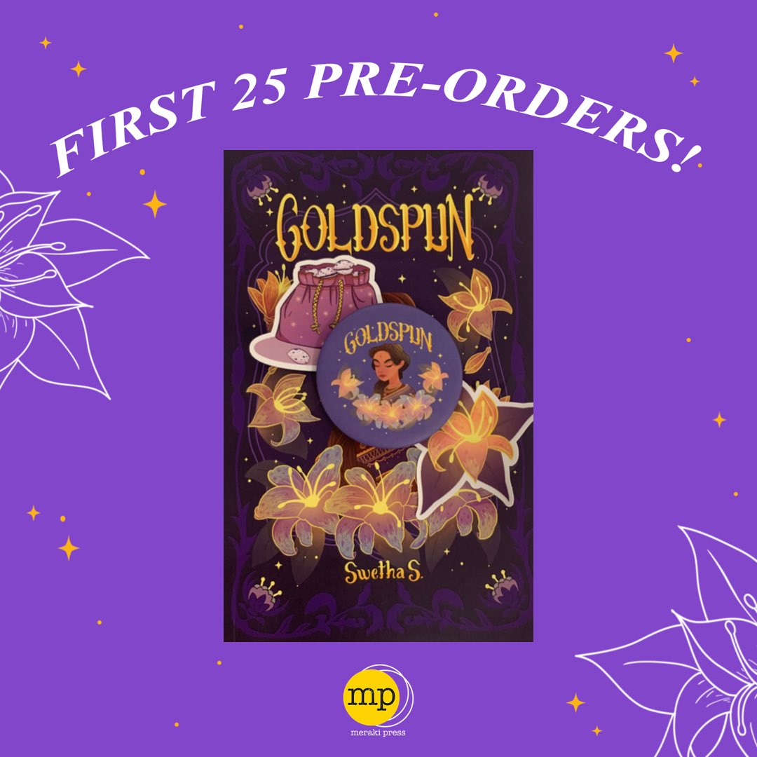 MerakiPress's tweet image. GOLDSPUN by Swetha S (@swewrites) – Pre-order now here: shopee.com.my/product/723298…

We have limited merch for the pre-orders. In addition to the book…
✨ The first 25 orders will receive stickers and a badge 
✨ The first 50 orders will receive a badge