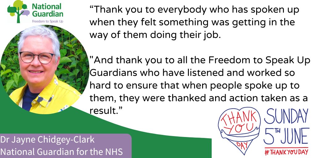 This #ThankYouDay Dr Jane Chidgey-Clark would like to thank everyone who has spoken up, and the #FTSU guardians who have listened and supported people.
