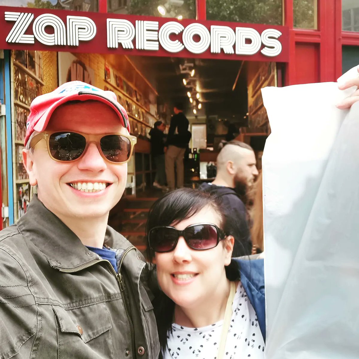 nickarkell's tweet photo. Got Claire into buying vinyl. Living the dream here. She picked up a random track which you'll be hearing on Twitch... We went to Zap Records in Amsterdam so "when in Rome", a @signumofficial record was my essential purchase. #zaprecords #amsterdam #vinyl https://t.co/CeOvjaV0dR