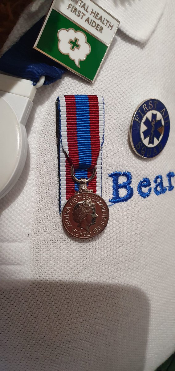 BDMed_Bear's tweet photo. Furends, exciting news! My humans got their #jubilee medals for 5 years plus of frontline service & I got my very own miniature one!! *proud ears* #bearswithjobs #EMSbear #frontlineservice #medal #award #teachingyoutosavelives https://t.co/I2I0DkBe6a