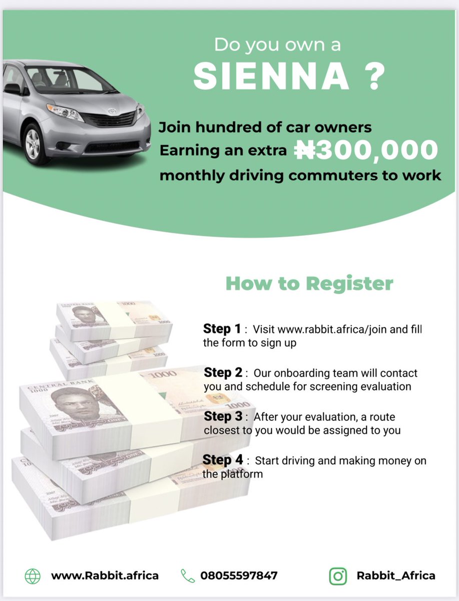Emenike_rex's tweet photo. But on a serious note. Who are these people that keep signing up on The Rabbit app?

Demand outweighs supply right now. If you know someone who owns a Sienna, send a DM let’s help them make extra income 

Country sure is hard! This can help offset alot of expenses in their lives https://t.co/CTWjiPdzYV