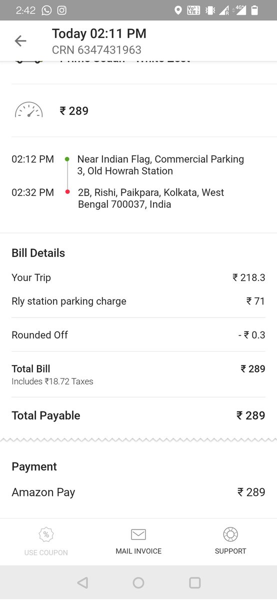 Deepan_Das's tweet photo. @ola_supports My driver collected additional 71 INR for the parking charges in howrah station. Refused to pick up if I didn't paid for the parking fee. Although the parking fee is collected from online payment. https://t.co/9U3kFfhOtB