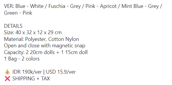 nyankyo_id's tweet photo. [HELP RT-INA🇮🇩] #DOLLSBAG FONDANT 2022 BAG

🗓️ 17 JUNE'22, 18.00 WIB / UNTIL SOLD

💰 IDR 190k/ver | USD 15.9/ver
❌ SHIPPING + TAX

ORDER FORM
https://t.co/7Ykf7A0kvN

#dollbag #tasboneka #dollsbag #itabag #20cmdollbag #tasboneka20cm #15cmdollbag #tasboneka15cm https://t.co/IqzjpqRYXY
