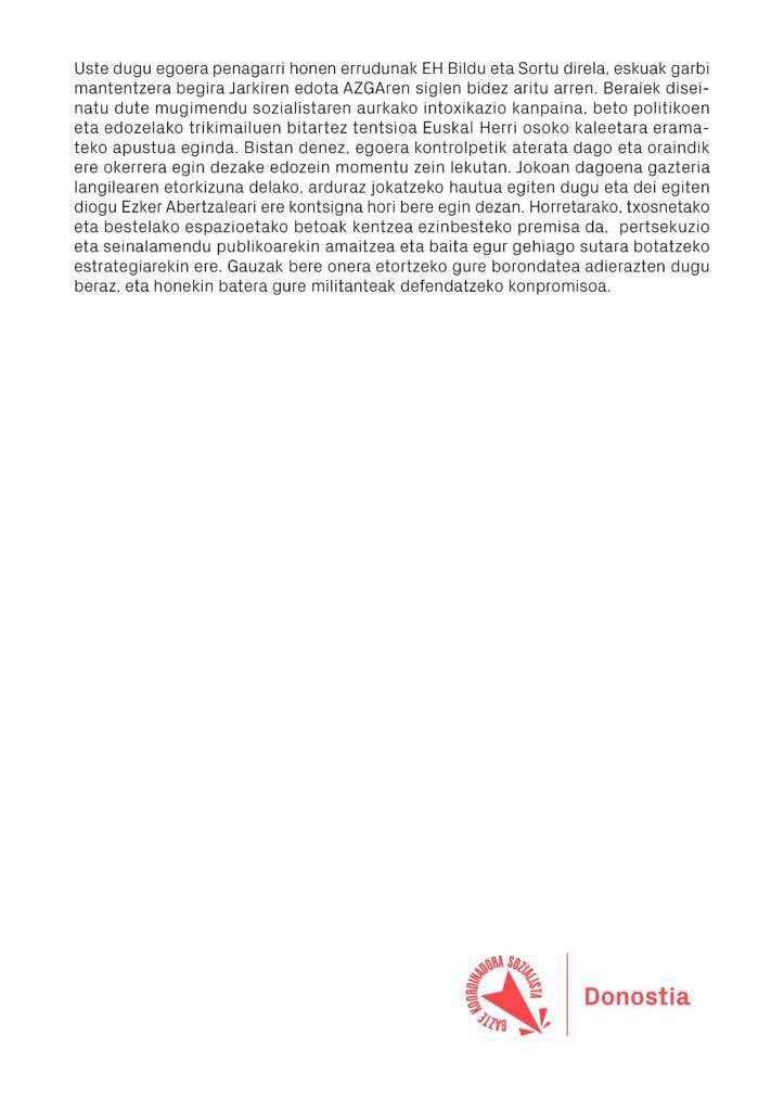 Bart gaueko gertaeren harira: