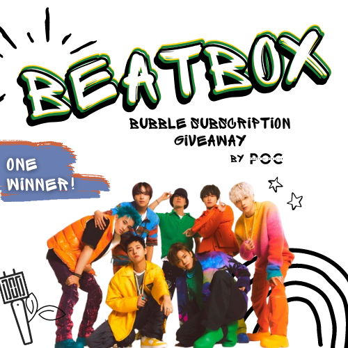 CzenniesPH's tweet photo. 📢 1-MONTH BUBBLE SUBSCRIPTION GIVEAWAY

NCTzens, boost NCT Dream's Beatbox MV streams and voting rankings, and win a one-month bubble subscription!

Like and RT to spread the word and reply your entries below 💚

Ends 06/05 at 11:59PM KST

#NCTDREAM #Beatbox
#NCTDREAM_Beatbox https://t.co/zgHG3dyKDw