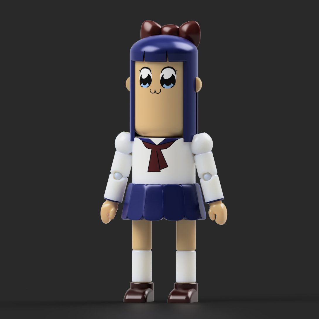 AIM_2122's tweet photo. やべー奴らの片方　その１

#3DCG  #3dmodeling #ポプテピピック #ピピ美 https://t.co/xWR7IuRsbf