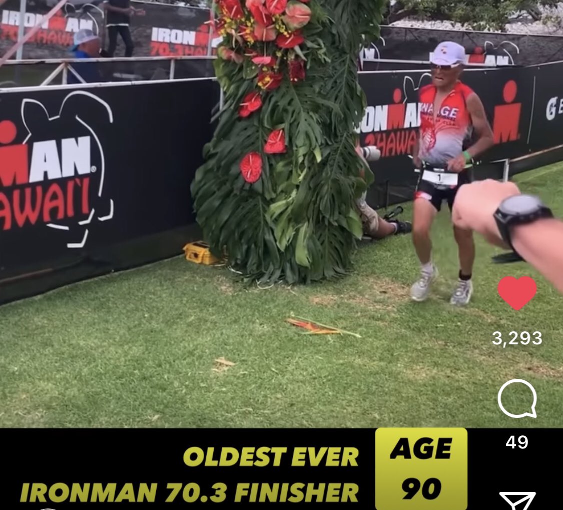 90 years old, what to do?

A half Ironman, why not? 

Hiromu Inada now holds the record for the oldest ever competitor to complete a 70.3 #triathlon event

Now that’s #longevity in action