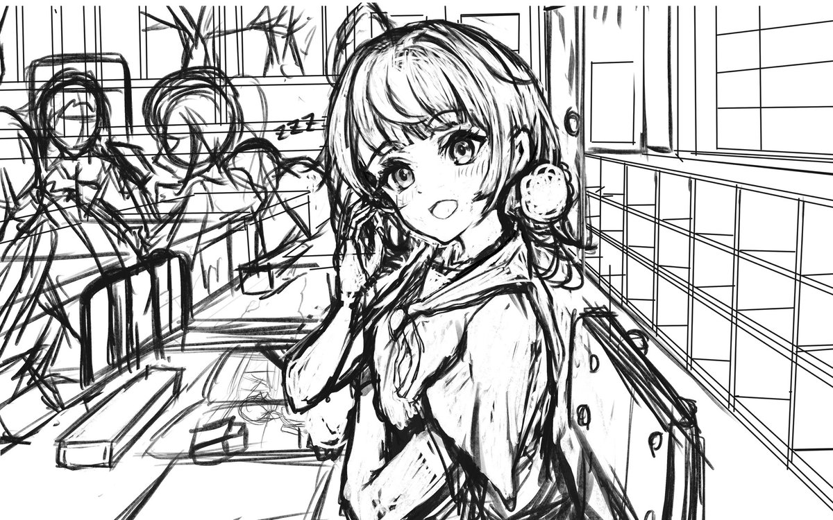 友人用のwip
気合い入れて背景描く... 