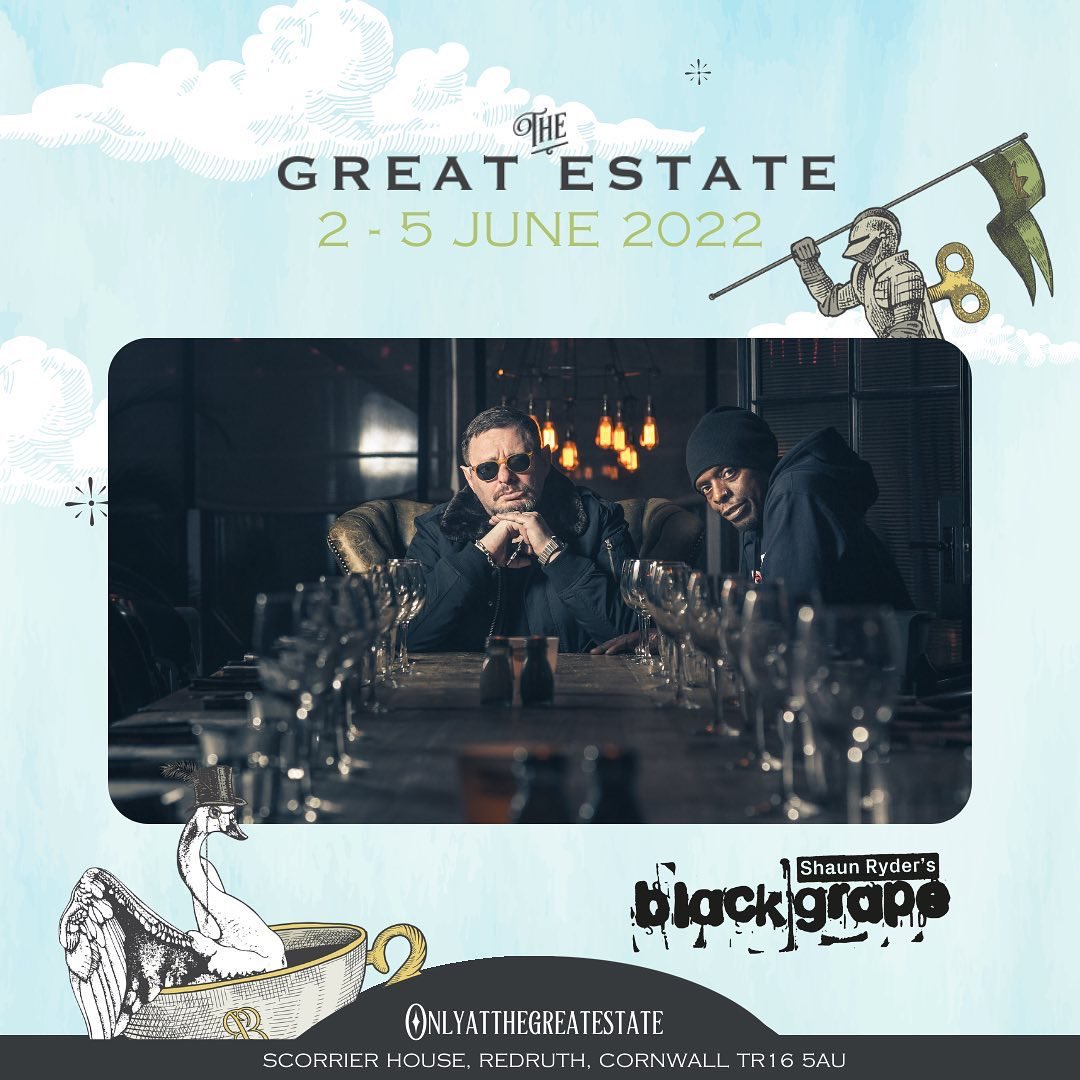 ItsBlackGrape's tweet photo. TONIGHT!!! 🙌🏻
.
BLACK GRAPE play The Great Estate Festival in Redruth, Cornwall 🥳 💜 🍇
.
Tickets:
.
https://t.co/POIaaI9hfZ
.
#BlackGrape #ShaunRyder #KermitLeveridge #GreatEstateFestival #Cornwalll #MusicFestival #Livemusic #OnlyattheGreatEstate https://t.co/0FdjLfQ7JM