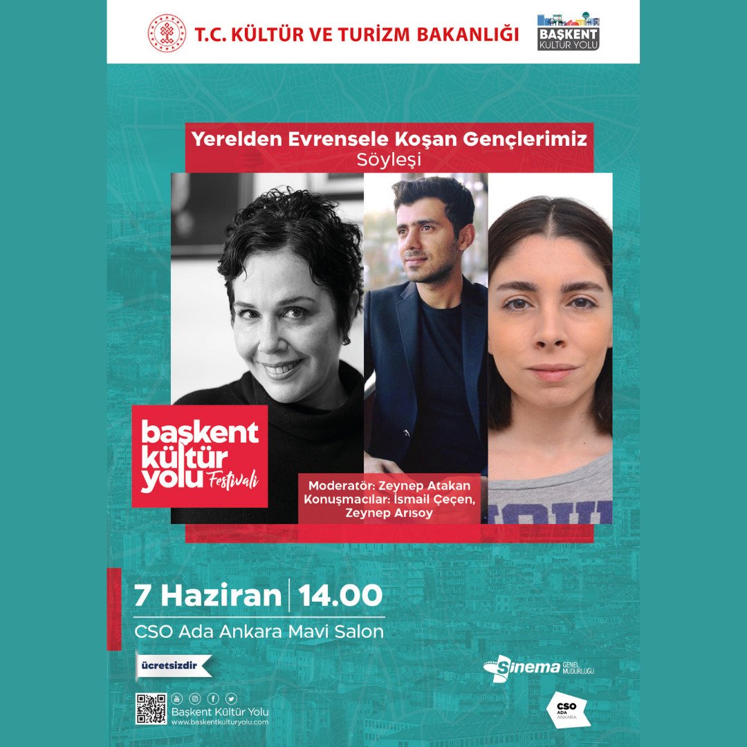 SSoylesileri's tweet photo. Başkent Kültür Yolu programı kapsamında moderatörlüğünü Oscar Academy jüri üyesi yapımcı @zeynepatakan 'ın yapacağı “Yerelden Evrensele Koşan Gençler” oturumunda, yönetmenliğini yaptıkları filmlerle uluslararası alanda başarı kazanmış Zeynep Arısoy ve İsmail Çeçen olacak. https://t.co/lYuV1Cdp1t
