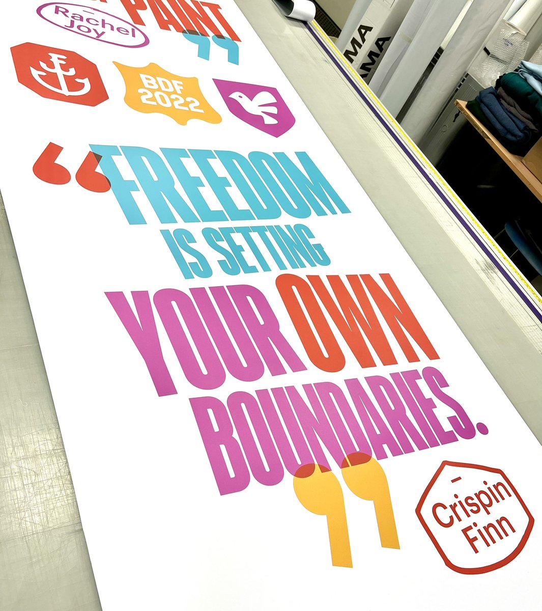 #Freedom is being alone in the <a href="/clarkeprint/">Clarkeprint</a> factory on a Sunday morning, checking on the <a href="/designfestbrum/">Birmingham Design Festival</a> graphics, rocking out to <a href="/royalblooduk/">Royal Blood</a> #bdf2022