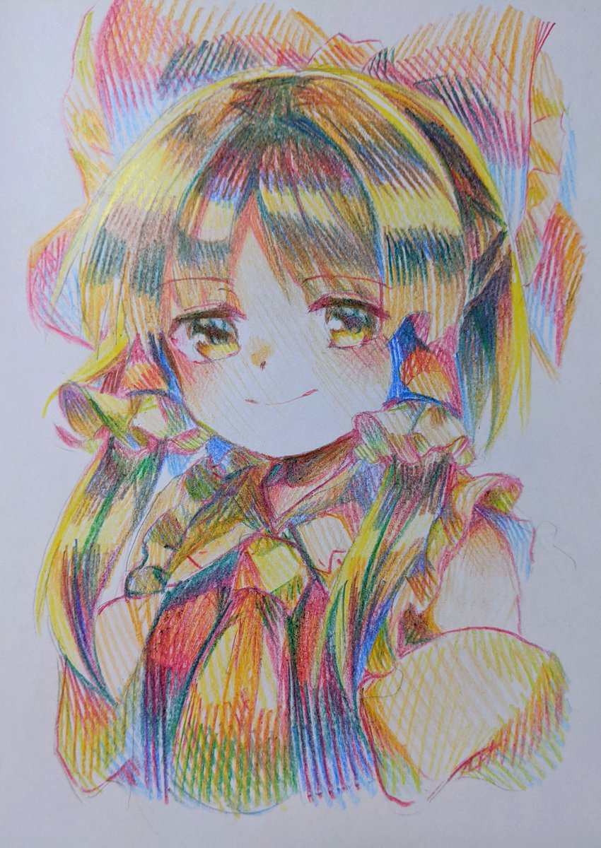 博麗霊夢 「色鉛筆で霊夢さんを描きました。 」|茉葛のイラスト