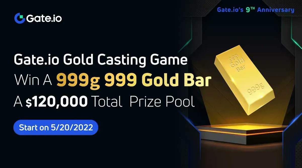 🥳 Celebrate #Gateio's 9th Anniversary

💰Share in a $120,000 prize pool

🤩Win a 999-gram 999 Fine #Gold Bar

✅Follow <a href="/Gate_io/">Gate.io</a>
✅Retweet &amp; Play Gate Gold Casting Game
✅Post a screenshot on Twitter with #GATEIOTURNS9

Participate: gate.io/activity/gold-…

#GateioHappybirthday