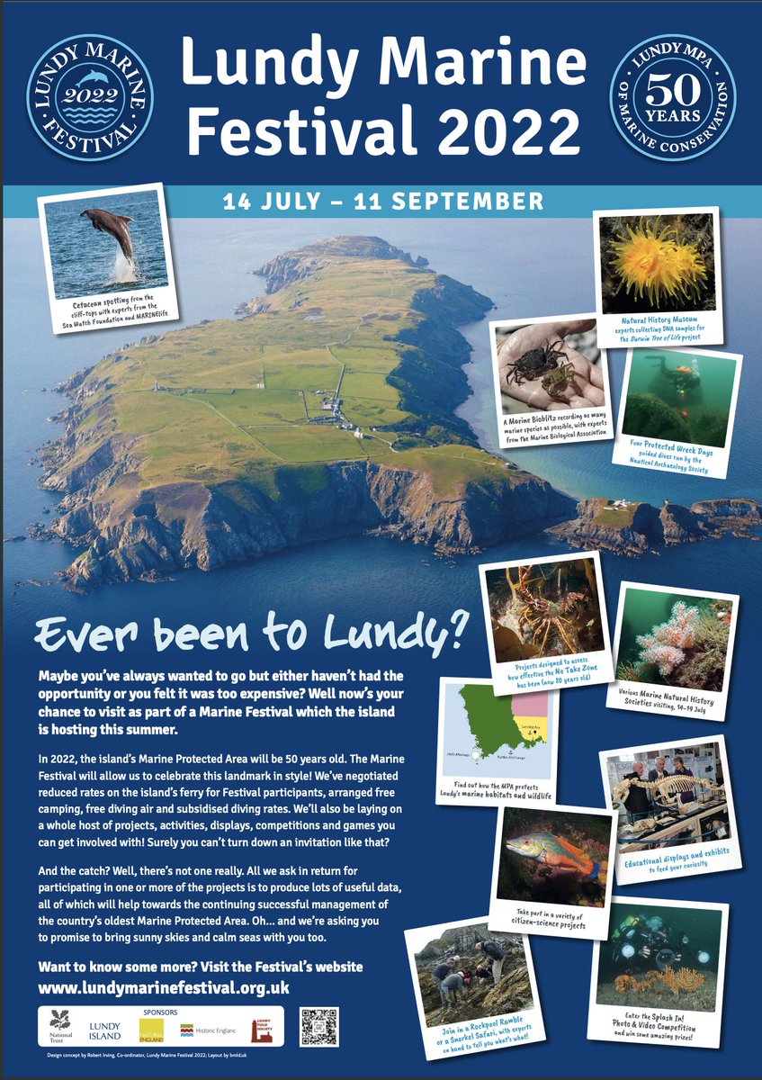 MARINElife_UK's tweet photo. The Lundy Marine Festival 2022 will take place from Thursday 14th July to Sunday 11th September.

On Saturday's MARINElife will have a Wildlife Officer stationed at Jenny's Cove to help visitors in sea watching.

To find out more about the festival, visit: https://t.co/yDWAeciL6Z https://t.co/QSfH76RgR9