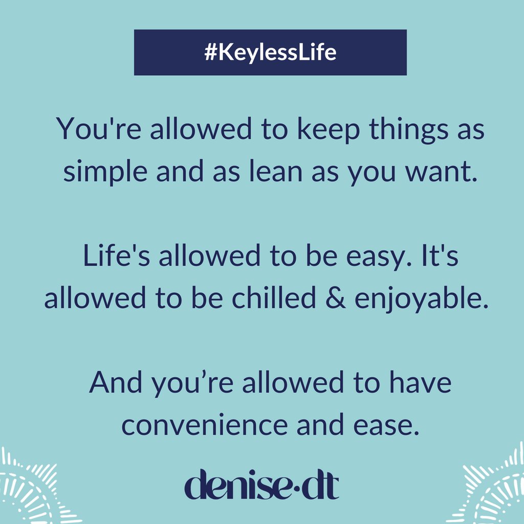 DeniseDT's tweet photo. How to implement my #keylesslife philosophy today
Find out more in my new book Chill & Prosper, pre-order today at https://t.co/449CpMdXPl https://t.co/TW6GbtAKyu