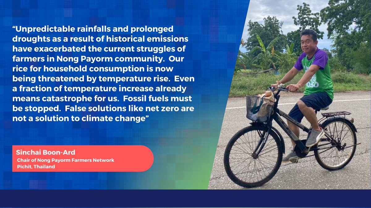 ClimateWatchTH's tweet photo. #PedalForPeopleAndPlanet in Nong Payorm, Pichit, Thailand joining the Asia wide calls for #ClimateJusticeNow #ReparationForClimateDebt #FossilFuelFreeBefore2050 #RealZeroNotNetZero https://t.co/Afeb1IfjQR