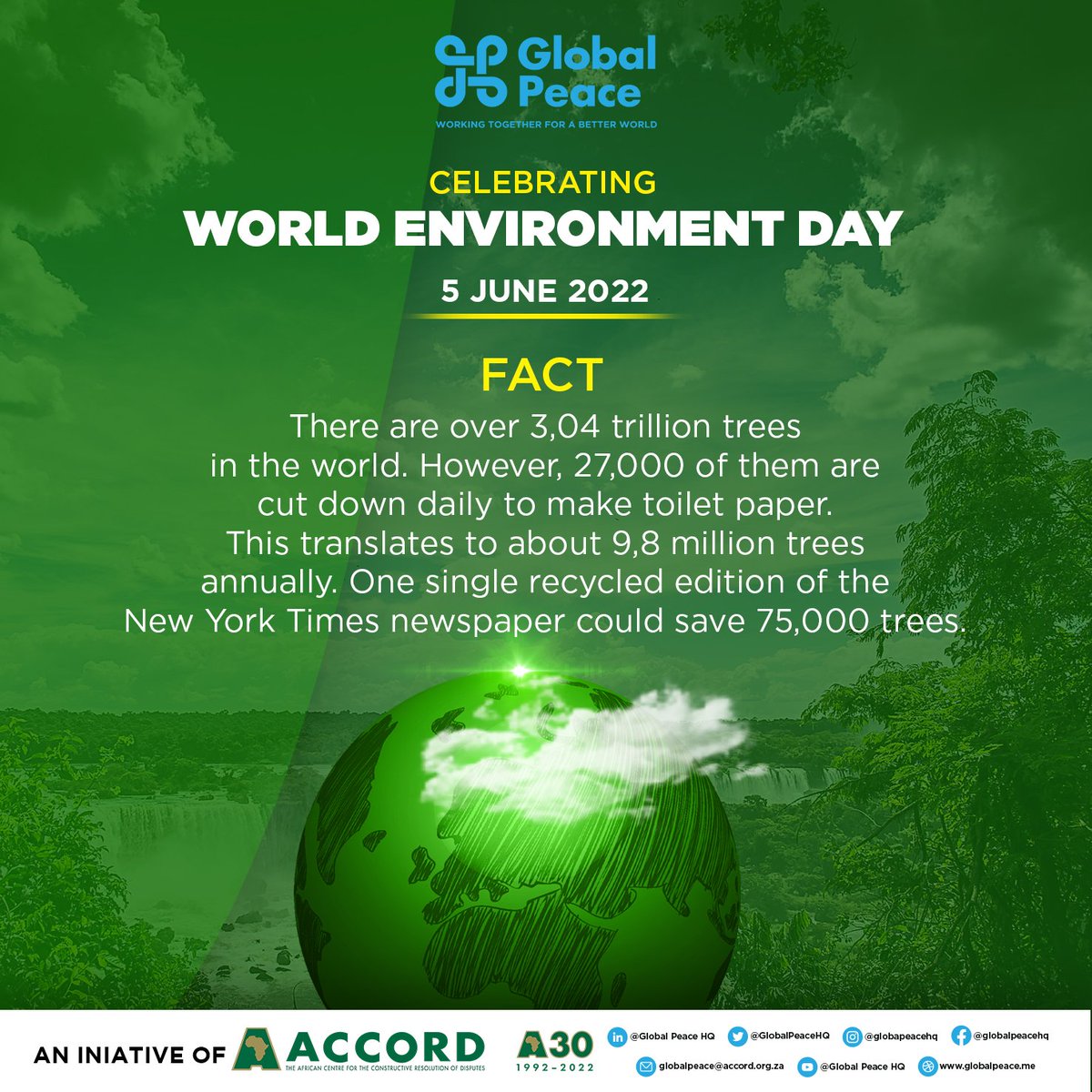 GlobalPeaceHQ's tweet photo. Happy World Environment Day to all mankind. It is an urgent need to save, protect and restore our planetary! 
#worldenvironmentday #worldenvironmentday2020 #worldbiodiversityday2022 #worldenvironmentday2021 #worldenvironmental @unep @unclimatechange https://t.co/J179WCeeER