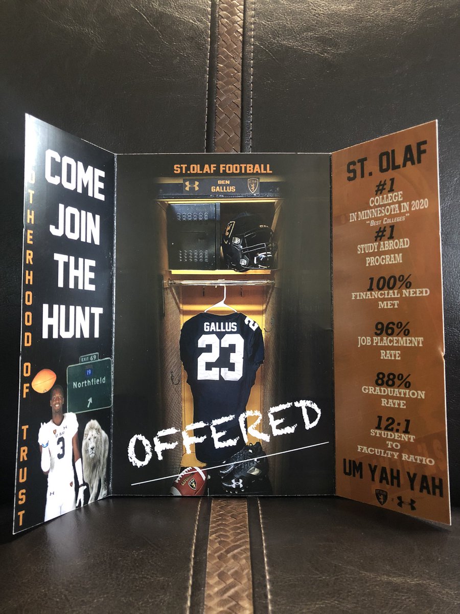 ben_gallus's tweet photo. I am excited to announce, I have received my second offer the play college football! Thank you @StOlafFB @JamesKilian @Coach_Keene @coachfaaumu808 https://t.co/gWmwm0M1ho