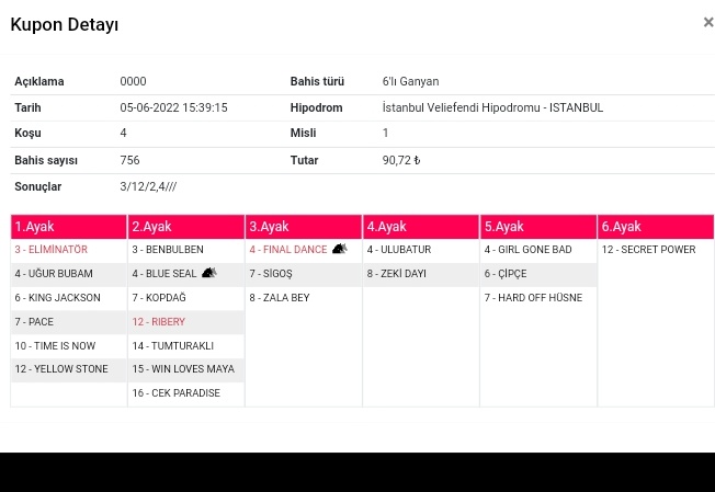 Şans  bakalim oynamadim unuttum şimdi baktim
