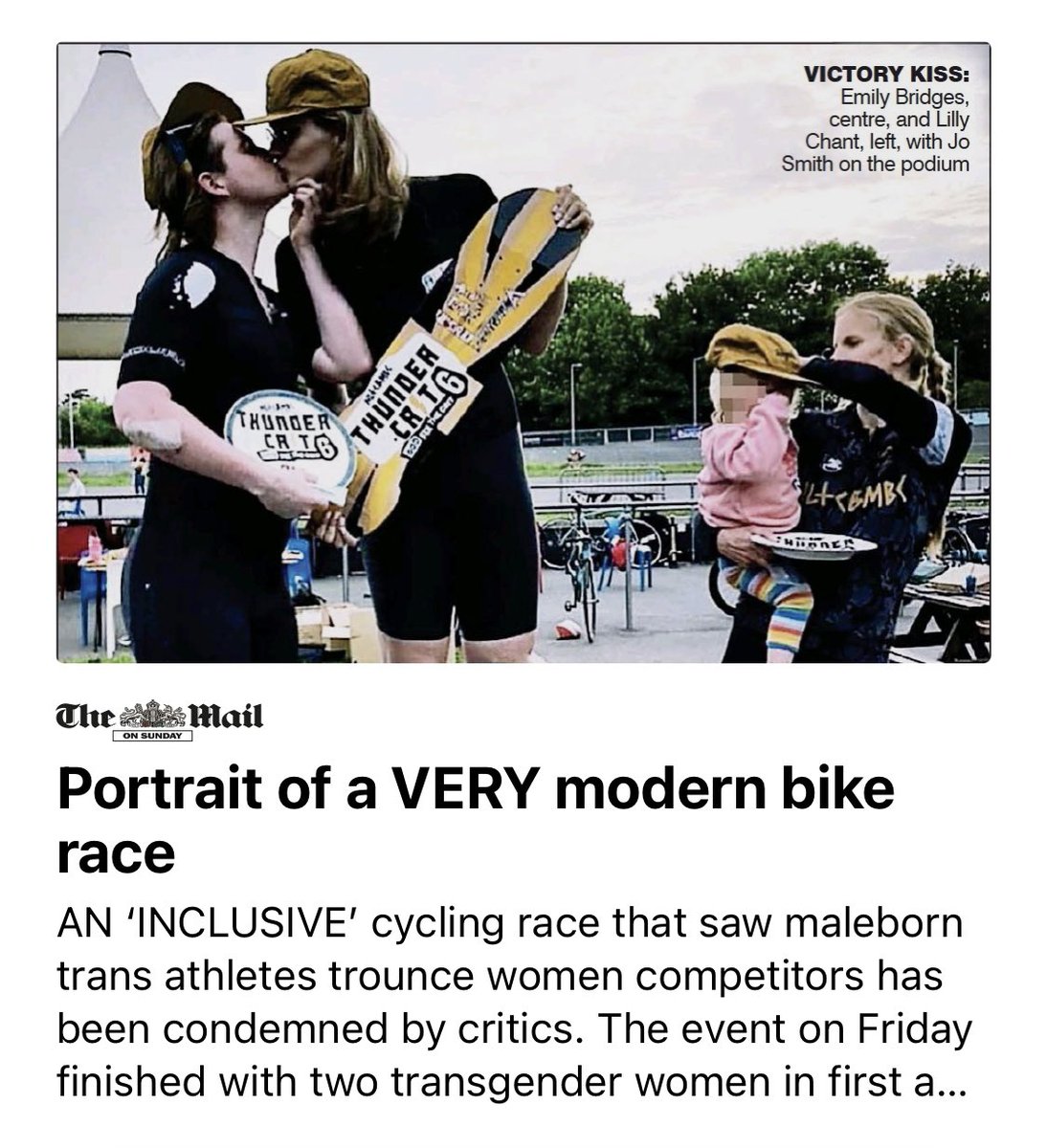 DrHoenderkamp's tweet photo. How can anyone thinks this is acceptable. 1st and 2nd place to women who were born men. As a mother of a daughter I want to cry for her. There will be no competitive sport for women if this is allowed to continue. https://t.co/a3FnMEIquI