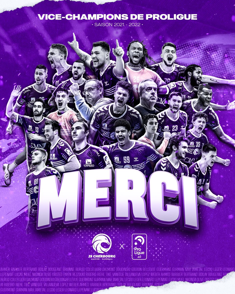 JSCherbourg's tweet photo. Le sport est tout aussi magique que cruel … 

@SAHB_67 s’impose (30-36) et la JS Cherbourg restera en Proligue l’année prochaine. 

Merci pour cette saison messieurs 💜 https://t.co/3YAdfuL9zi