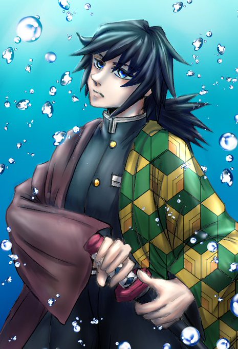 応知真味（おうちまみ）さんがTwitterに投稿した冨岡義勇(鬼滅の刃)のイラスト。
