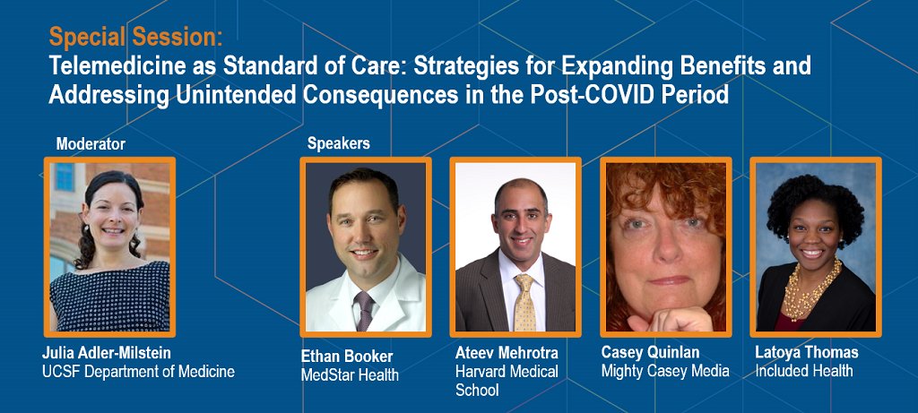 Join us at 12:30 in Room 150 for an #ARM22 Special Session: 'Telemedicine as Standard of Care: Strategies for Expanding Benefits and Addressing Unintended Consequences in the Post-COVID Period.' with @E_BookerMD, @Ateevm, @MightyCasey. academyhealth.confex.com/academyhealth/…