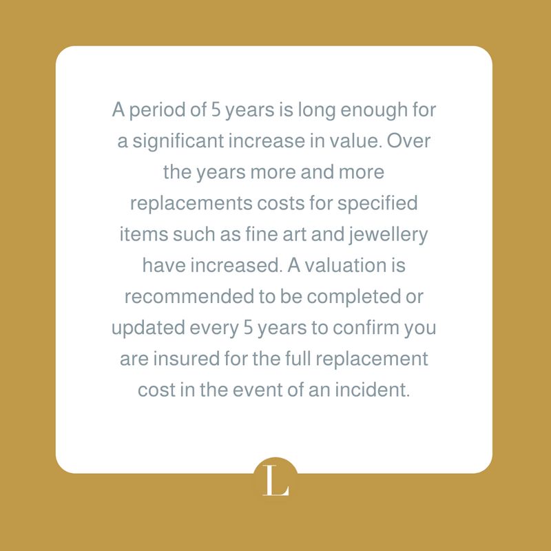 Lumley_Insure's tweet photo. "Why do you recommend new valuations for my items every few years?" https://t.co/mI9QFL6wAX