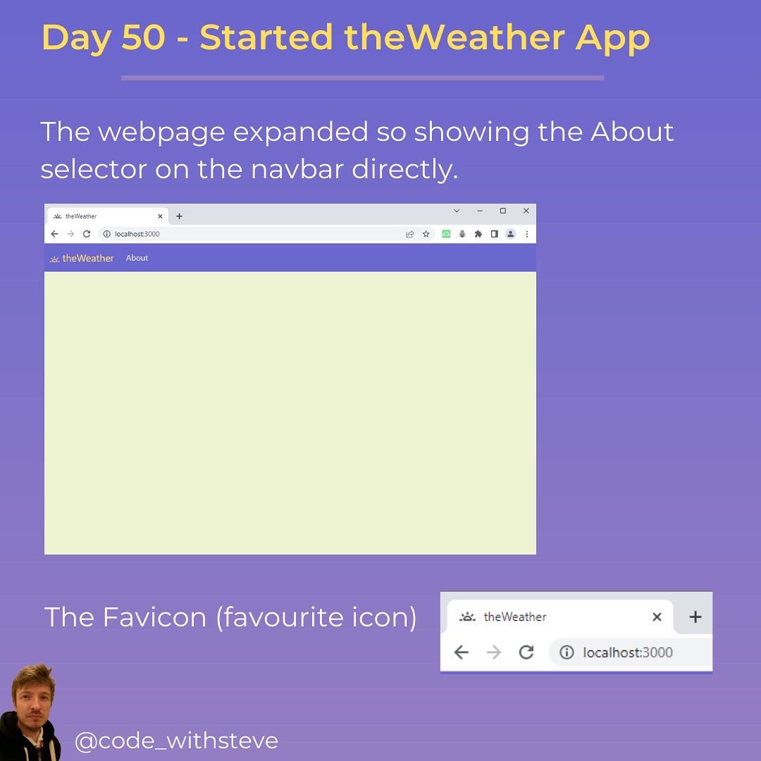 code_withsteve's tweet image. 2 of 2 - Hello friends 👋 So it’s day 50 of #100daysofcodechallenge 🙂
.
Here’s a little update of theWeather app progress and the problem with the Navbar. Have you had the same issue?
.
🏷
#webdevelopment #softwaredeveloper #bootstrap #programmer #frontenddev #Frontend #tech
