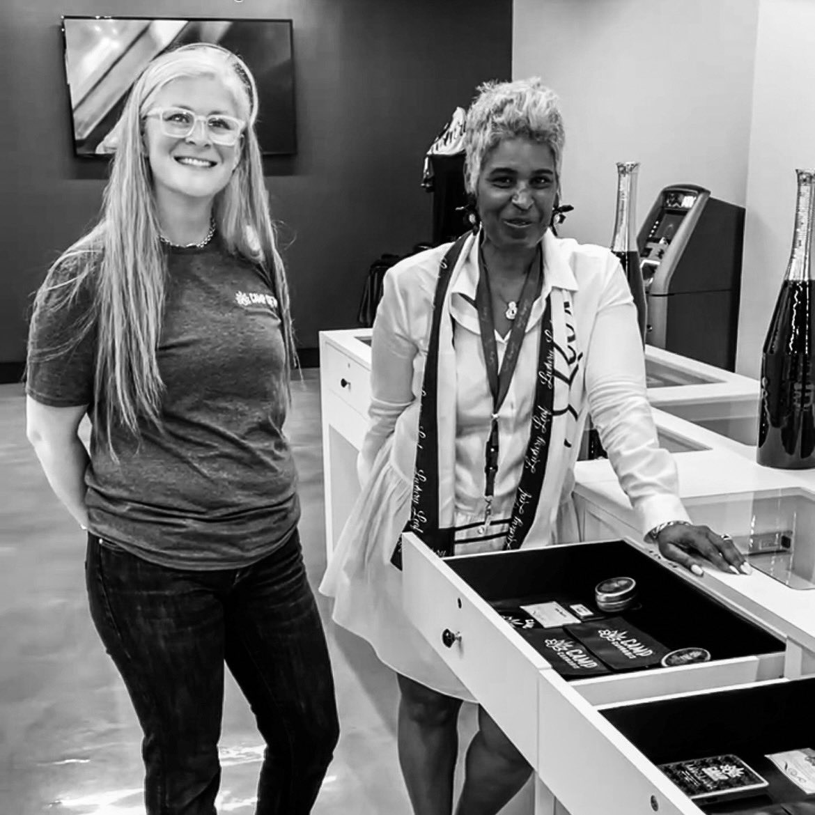 shout out to Jennifer of <a href="/letsgocampbrand/">CAMP Cannabis</a>, pictured here w/ Adrienne, for stopping by yesterday. we are so excited to have this absolutely stellar, local, and woman-owned cannabis cultivator x manufacturer in our dispensary. thank you Jennifer for showing up and showing love •