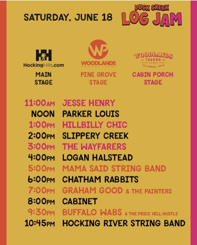 Daily schedules for the Duck Creek Log Jam! June 16-18, 2022 
duckcreeklogjam.com