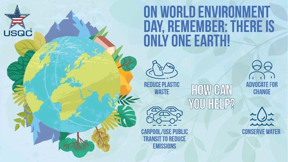 USQC20's tweet photo. On world Environment Day, Let's take a commitment together that as just a life on this planet We must conserve and take care of our only planet.

https://t.co/E0OqqDQmcA 

#usqc #iso14001   #worldenvironmentday #oneplanet #onlyoneearth #Environment https://t.co/d6IYahHraP