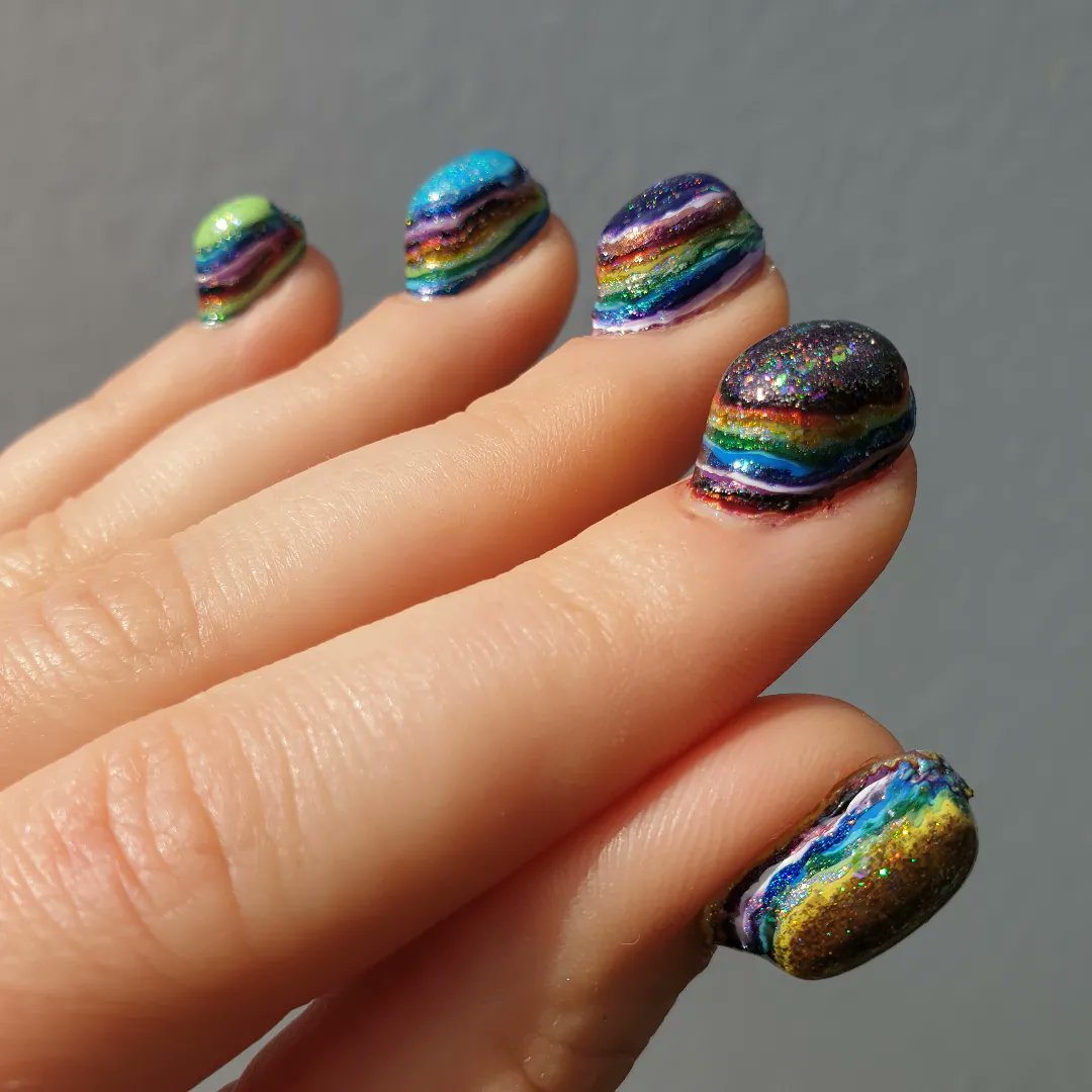Meltiwan's tweet photo. I climbed a polish mountain to celebrate 6 years since @nailogical famous one! ๐งโโ๏ธ๐
๐ป ๐ฅณ It's part of a fantastic collab on insta #6yearsofpolishmountain
Here is 105 layers of 85 @holotaco nail polishes! ๐ https://t.co/j1JJI6Gnh5