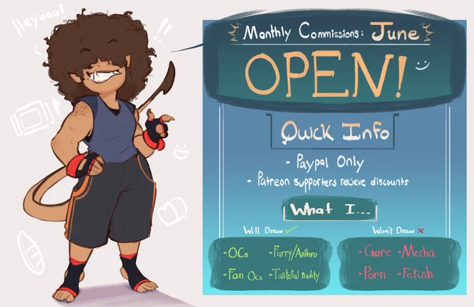 I LIIIIIIIVE! And so it's right back to work :D
Commissions for June are now OPEN! :)
Order form: https://t.co/EbGLy9Sa4l
The form will close tomorrow afternoon so anyone interested has until then to place one! Thank you all for the support! 🙏 