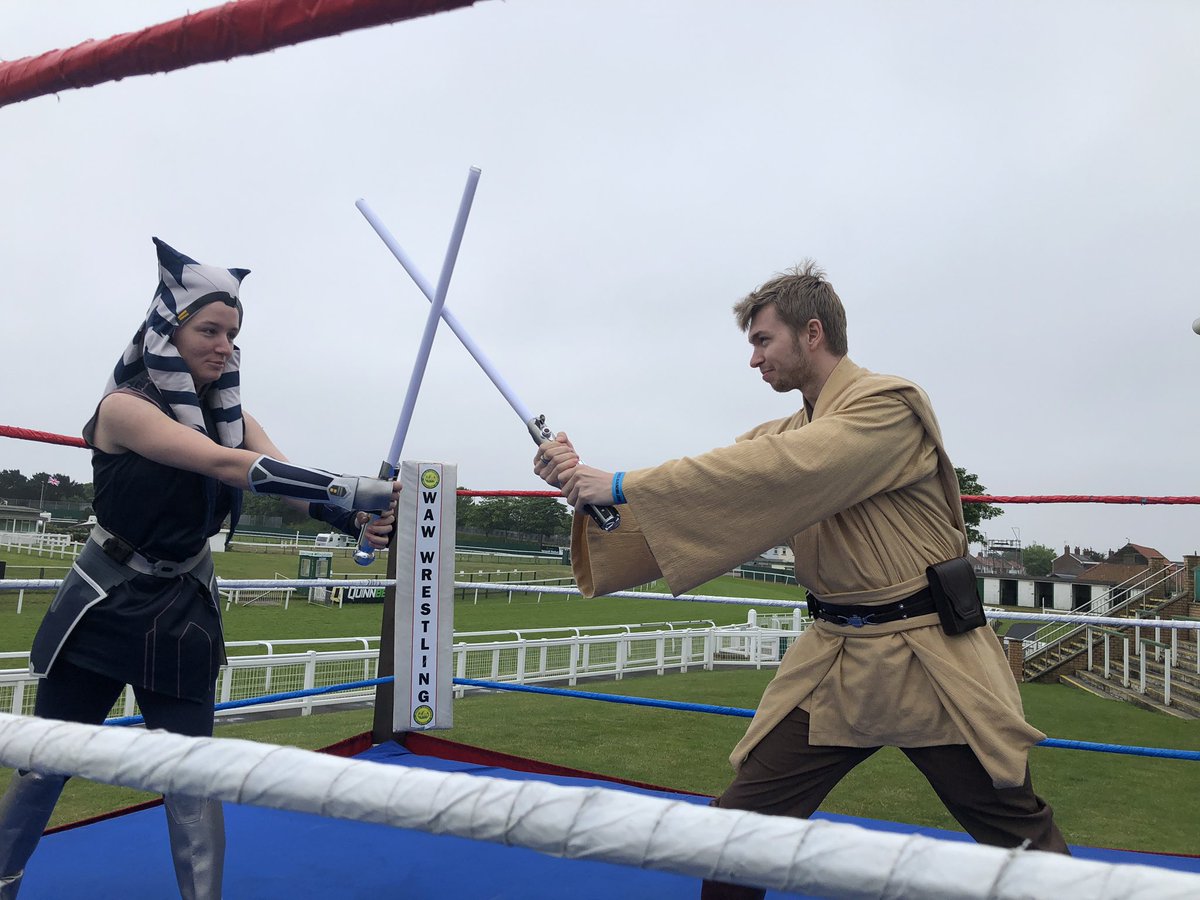 Alphaglitchgirl's tweet photo. The wrestling group asked us if we wanted pic in the ring, wasn’t gonna pass that up!! #GYCC https://t.co/5kjeVUfTiI