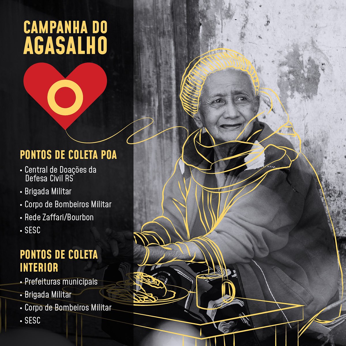Bom dia! Participe da campanha do Agasalho 2022.

Ajude doando agasalhos, cobertores, alimentos não perecíveis e produtos de higiene nos pontos de coleta da sua cidade. 

Doe. Doe de coração. ❤