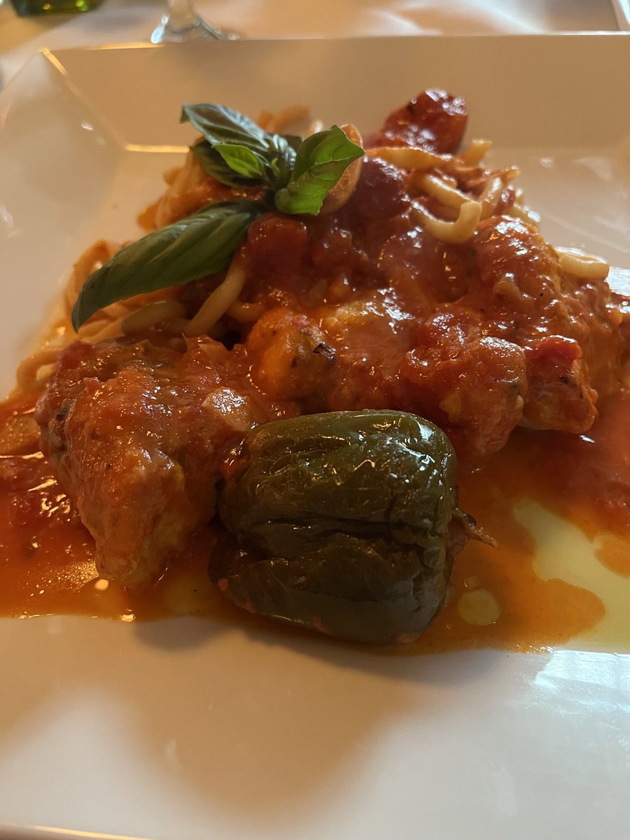 Baby octopus stew, monkfish Arabiatta with homemade bucatini….. This Rosato of Nerello Mascalese was just perfect. #Tuscanvines #Sicilia @Vinofilosofia @MikeyGio85 @RussellVine1981 @teamhrc @2002Vinos @Vino101net @cynthia_hayes @Vinofilosofia @nsgarn @Noles31BB @WinesOfSicily