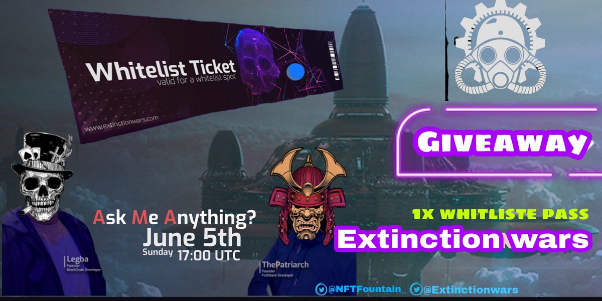 NFTFountain__'s tweet photo. 🎁@ExtinctionWars 🎁 Claim Before the Storm #Giveaway
1️⃣ Follow @NFTFountain_& @ExtinctionWars
2️⃣❤️+ RT and tag 3 friends
3️⃣ Join Discord:https://t.co/xtVtxoTx1n
4️⃣ 🌐https://t.co/3bZiKP6VX4
⏰Ends in 48H Hurry up🔥
#NFTCommunity #NFTGiveaway #WAXP #tokenlands #ads #NFT https://t.co/blE13S3iBA