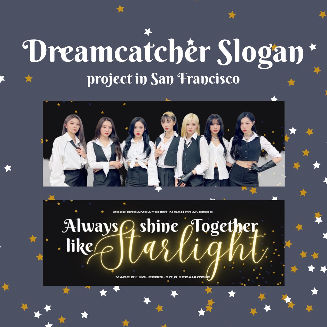 cherrish517's tweet photo. ✨DREAMCATCHER SLOGAN PROJECT IN SF✨
Event held by @cherrish517 and @peanutpiiie 
We are handing out 60 free slogans at the concert at San Francisco!! Follow this event and get your slogan to cheer for DREAMCATCHER at the concert! https://t.co/Mc9WNQMB9S