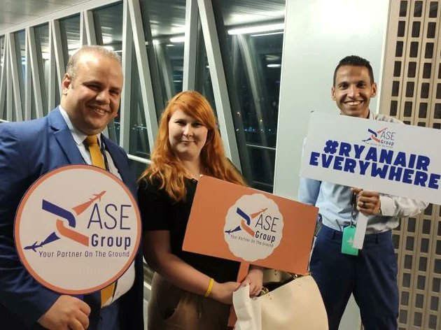 ASEGroup's tweet photo. 2 JUNE - BUZZ AIR landed FOR THE FIRST TIME in EGYPT HRG  #ryanaireverywhere #buzzinontheground #yourpartnerontheground https://t.co/sP7V0rA8Ta