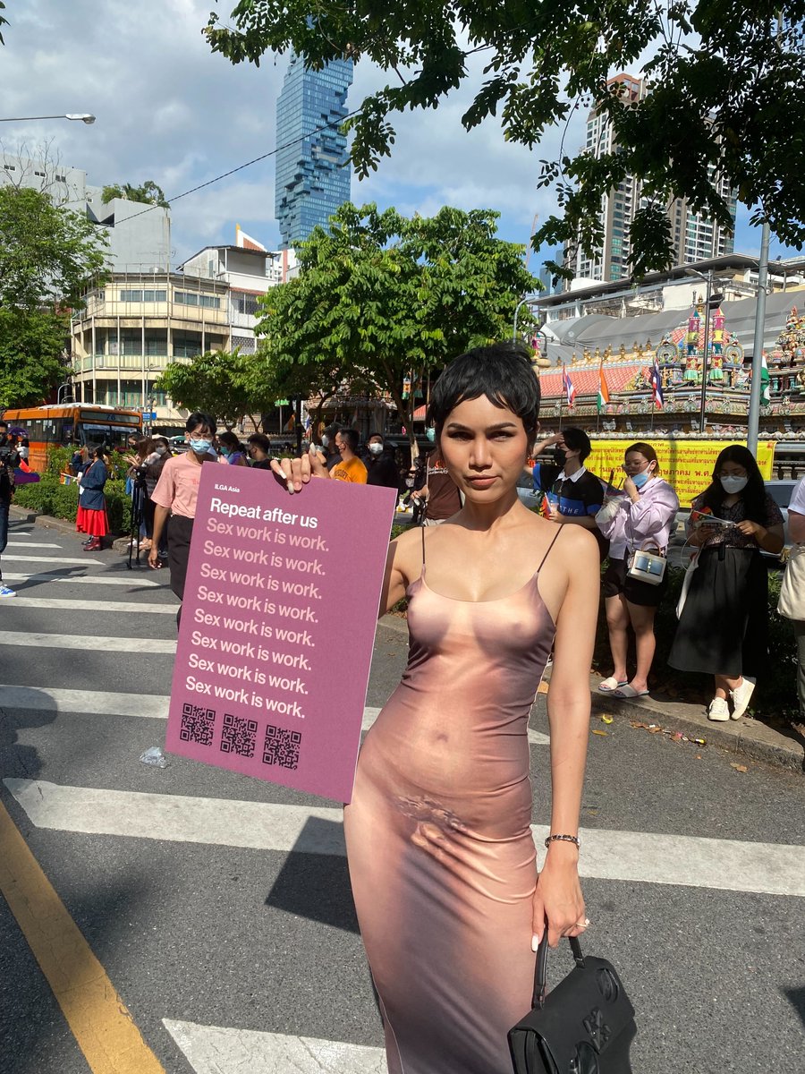 ILGAAsia's tweet photo. We called attention to the rights of trans people, sex workers and other people within the LGBTIQ+ community who are often silenced. 🌈#BKKPride2022 #Pride https://t.co/Q0SATPafmV