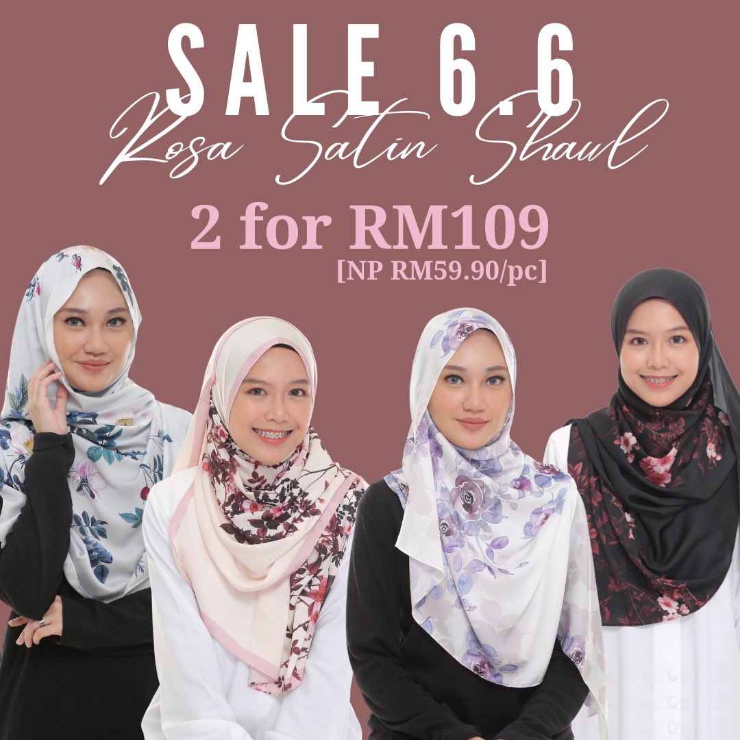 aleeynahijab's tweet photo. GOOD NEWS 😍😍

Rosa Satin Shawl &amp; Cloudya Shawl are on sale now!! Siapa yang teringin nak grab, this is your time to shine ✨✨

Kita ada combo price &amp; free shipping tauuu, banyak sangat jimat. Ajak family &amp; besfren sekali share beli 😍

🛒 https://t.co/fPKwJliNV5 https://t.co/pMRmHqceLP