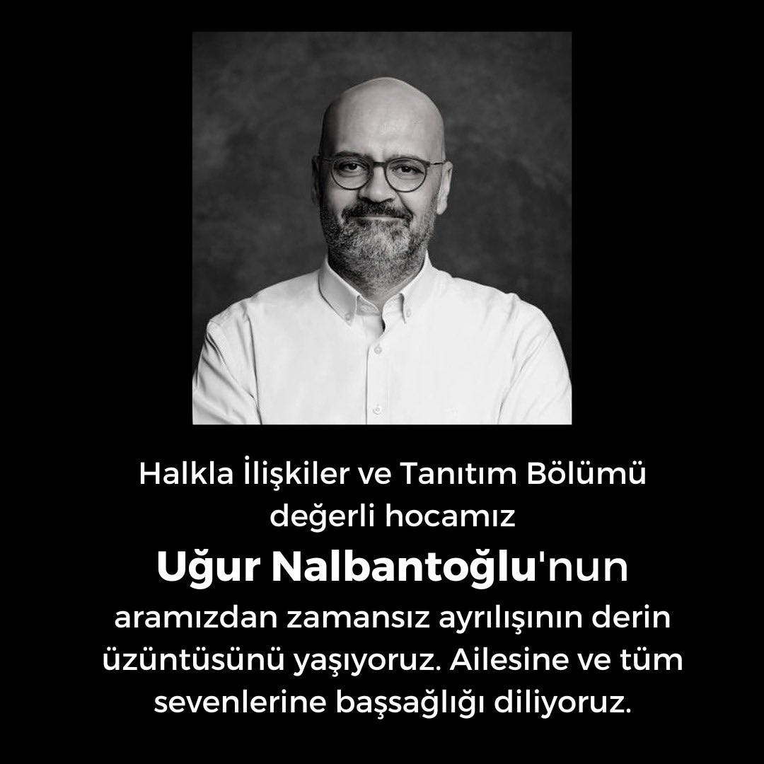 Kıymetli Hocamız Uğur Nalbantoğlu’nun aramızdan ayrılışının derin üzüntüsünü yaşıyoruz. Ailesine ve tüm sevenlerine başsağlığı diliyoruz. Cenazesi 5 Haziran Pazar günü Vadi İstanbul Camii’nde kılınacak ikindi namazına müteakip Kilyos Mezarlığı’na defnedilecektir.