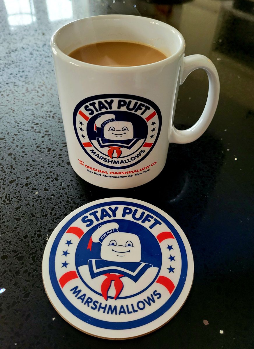 eclectichound's tweet photo. Ray, when someone asks you if you're a God, you say "YES"!

Coffee in my new favourite mug from one of my all time favourite films.

Stay Puft baseball shirt, mug &amp; coaster @LASTEXITshirts 
.
.
.
#SundayVibes #ButFirstCoffee #StayPuft #Ghostbusters #LETN #IndieBiz #EclecticHound https://t.co/4582aqPoJF