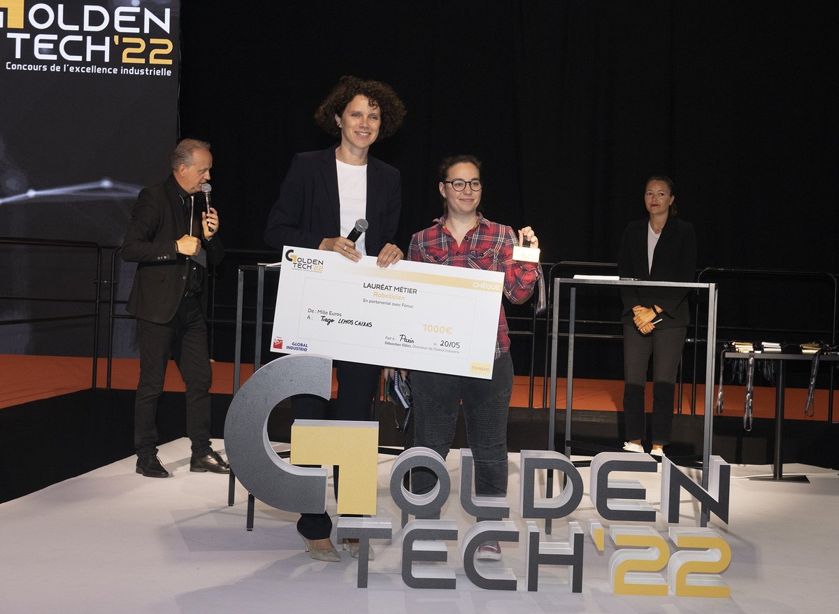 Félicitations à notre étudiant, Tiago, grand vainqueur du concours #GoldenTech pour le métier d’intégrateur robotique ! 🏆

#GiParis22 #btsCRSA #CRSAcachan 
<a href="/LyceeDeCachan/">Lycée de Cachan</a>
<a href="/Salon_GI/">GLOBAL INDUSTRIE</a>
<a href="/GoldenTech_/">Golden Tech</a>
<a href="/FANUCFrance/">FANUC France</a>