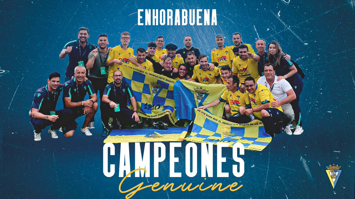 💪💛 ¡El #CádizCFGenuine se proclama CAMPEÓN de #LaLigaGenuine! 

¡¡¡ENHORABUENA, CAMPEONES!!! 😍
