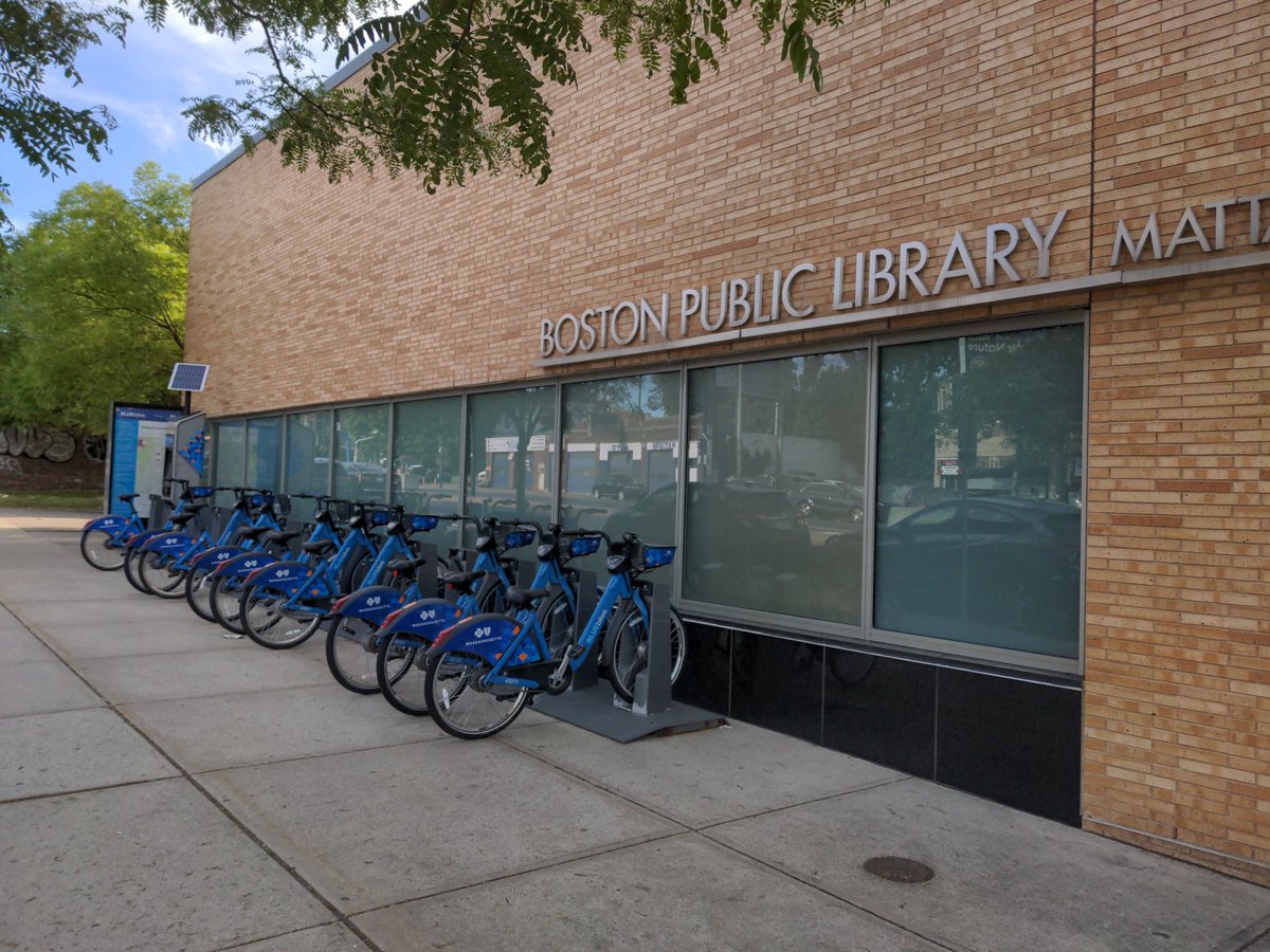 GreaterMNC's tweet photo. @mattapanviv Blue Bikes are waiting for you #HeartMattapanBikeLady #HeartBlueHillAve https://t.co/ONR6r2j9Y1