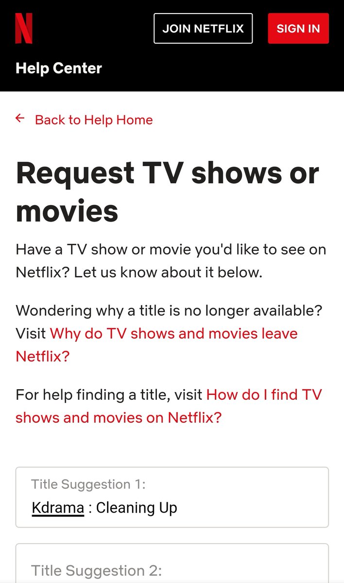 Need help from Somin's fans and #CleaningUp fans all over twitter and ig, let's mass request to netflix to air Cleaning Up. Click the link below 👇

help.netflix.com/en/titlerequest

Come on, let's make Netflix hear our voices!! 

Pls Help rt <a href="/kdramaTnT/">💖🐸</a> <a href="/jsmndaily_/">daily somin🍃</a> <a href="/ssominies/">yani ○</a>