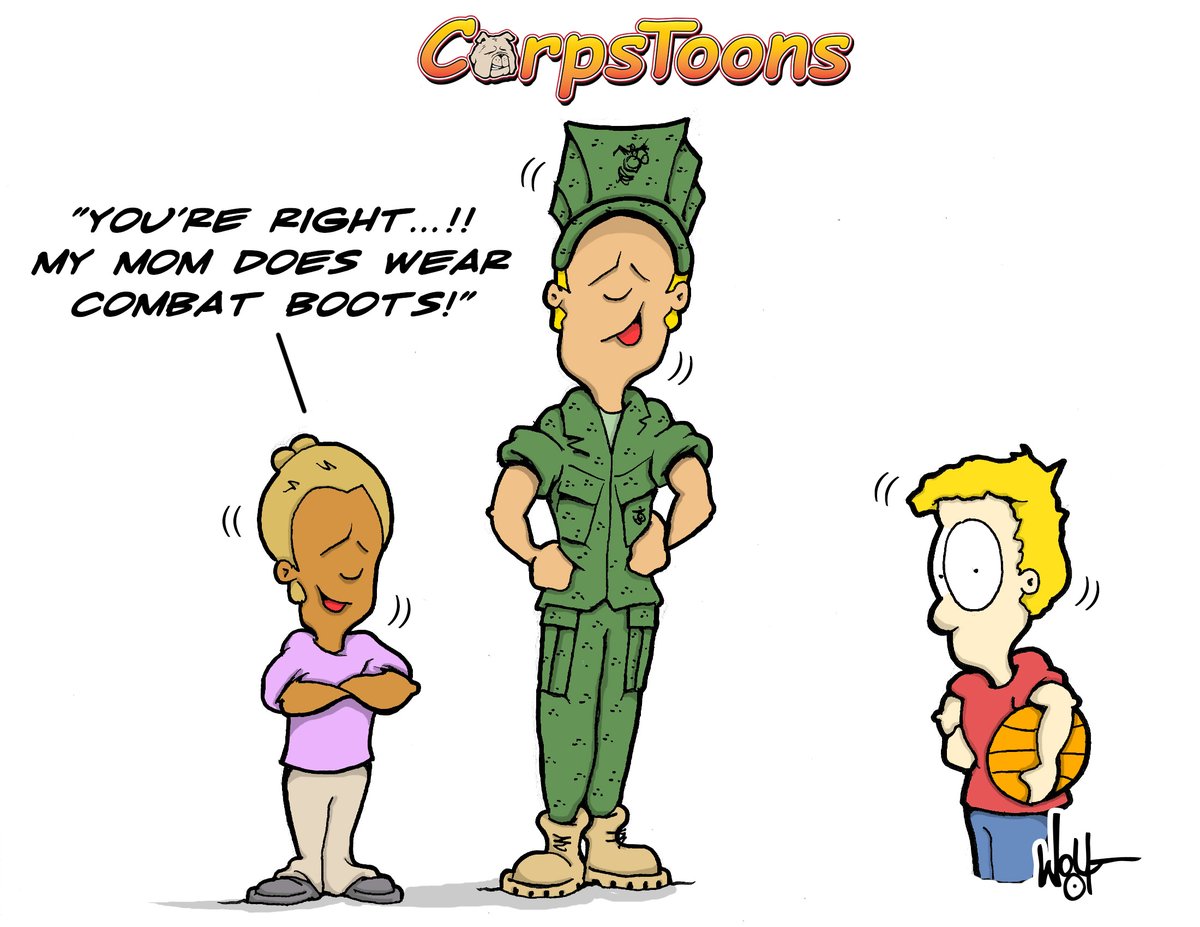 MCB_Quantico's tweet photo. Did your Mom wear combat boots?
#CorpsToons Sunday
@WomenMarines https://t.co/6mEc79gg3Q