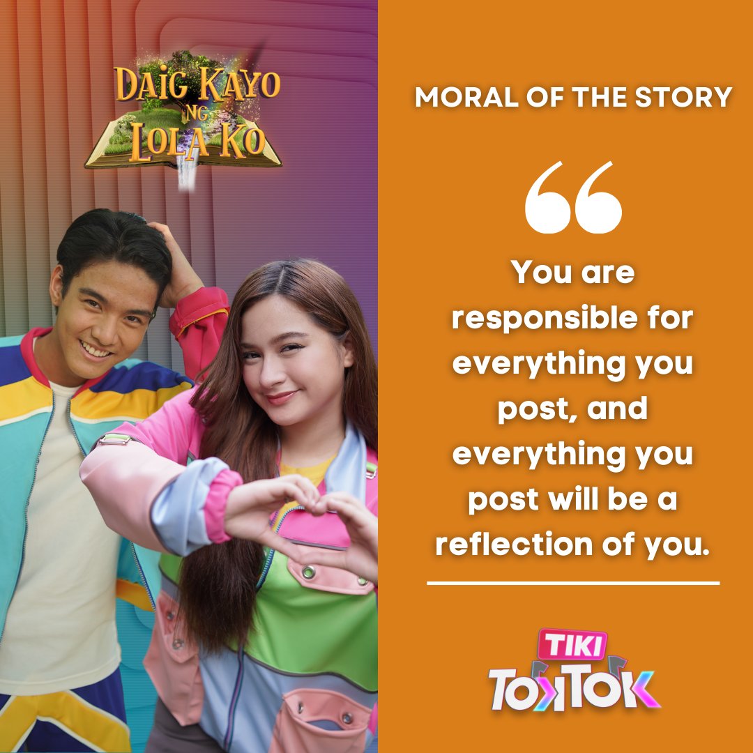 DaigKayoNgLola's tweet photo. #DKNLKTikiTokTok #MoralOfTheStory: You are responsible for everything you post, and everything you post will be a reflection of you. Kaya think twice before you click, mga Kapuso!

#DaigKayoNgLolaKo | Sundays | 7:00 PM https://t.co/cQc54Bivhm